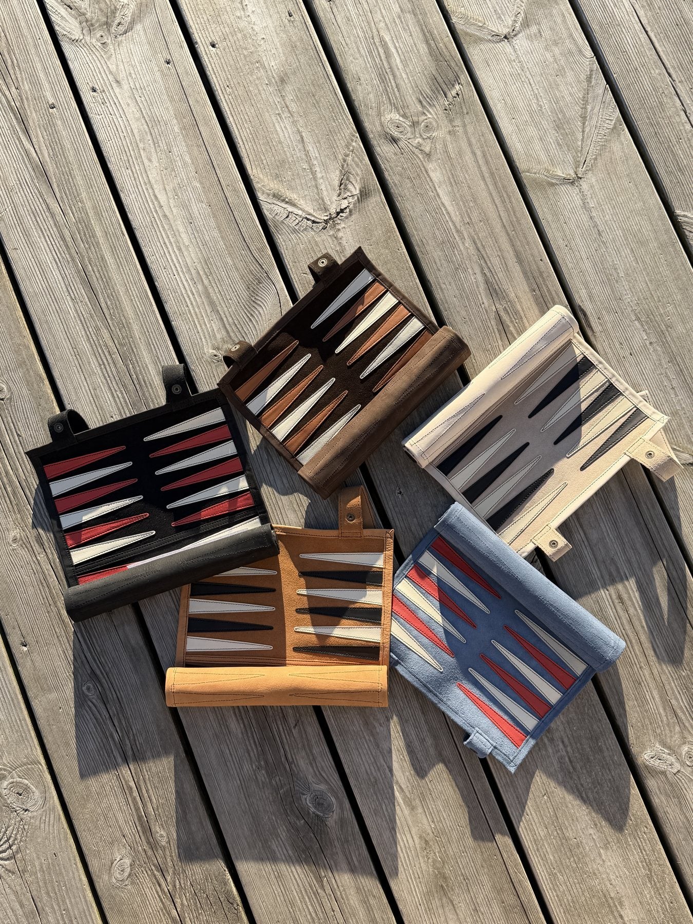 Bespoke Suede&Stone backgammon set with custom branding