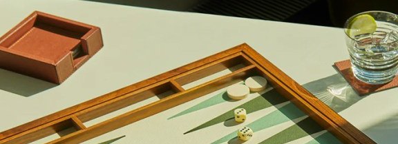 Backgammon board set for a relaxed club gathering